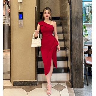 Váy body cotton cao cấp lệch vai 1 dây