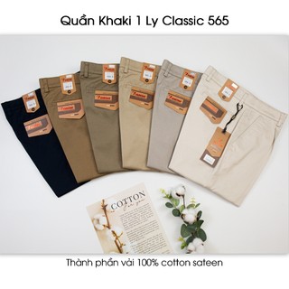 Quần Kaki Nam Trơn Màu 1 Ly Classic Vĩnh Tiến Cao Cấp, Chất Liệu Cotton Sateen Láng Mịn Bóng Nhẹ 565