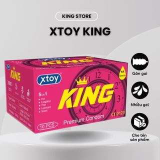 Bao cao su gai XTOY King Hương Chuối siêu mỏng nhiều gel kéo dài thời gian quan hệ hộp 10