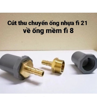 Cút thu ống nhựa 21 về ống mềm phi 8 dây biogas ( sử dụng đấu nối hầm bioga )