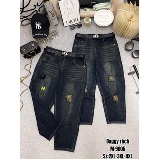 Quần jeans baggy bigsize nữ thảo minhon quần jeans baggy 9 tất co giãn 4 chiều 60-90kg