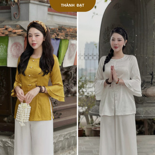 Áo bà ba nữ, đồ bà ba tay loe, bán riêng áo và quần, đồ lam nữ  vải lụa gấm mịn đẹp mặc thoải mái thoáng mát_mã abb3
