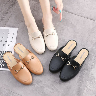 Giày sục Mules nữ đính khóa ngọc cao su đi mưa siêu dẻo D1