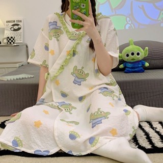  {Có Sẵn} Váy Ngủ Nữ VN9 Xanh Lá Váy Nữ Tay Lửng Đầm Ngủ Dễ Thương Váy Ngủ Tiểu Thư Mềm Mại 