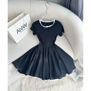 Đầm thun xoè cổ viền ren Anna - Yoshi