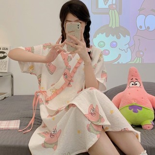 Váy ngủ nữ vn9 hồng váy nữ tay lửng đầm ngủ dễ thương váy ngủ tiểu thư mềm mại