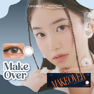 Kính áp tròng cận 1 ngày LENS XOẮN lens nâu viền xám tự nhiên LENS ME MAKE OVER BAYVELY BROWN