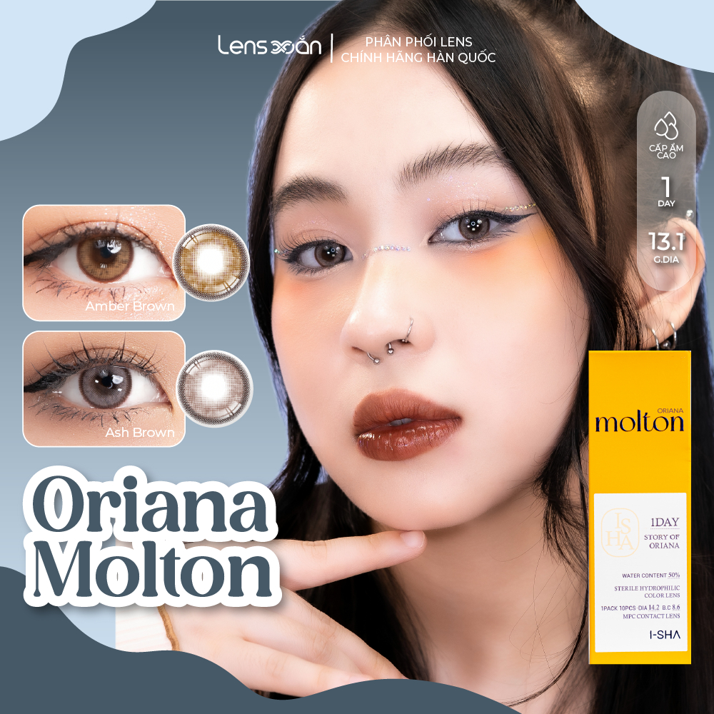 LENS 1 NGÀY tự nhiên LENS XOẮN kính áp tròng cận nâu tự nhiên có viền choco ISHA ORIANA MOLTON
