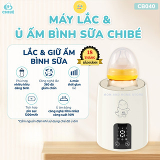 Máy lắc sữa di động và hâm sữa cho bé chibé cb040 pin 1200mah, không vón cục, ồn nhỏ, bh 18 tháng