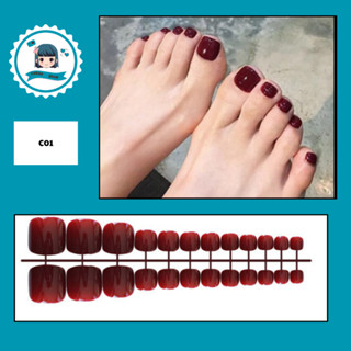  Móng Chân Giả Màu Đỏ Cobayshop Kèm Keo 