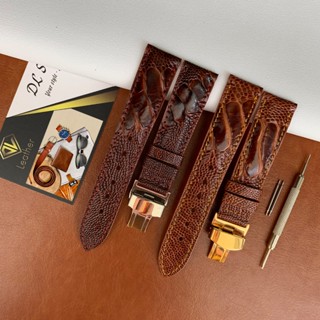 [DĐH02]-Dây Đồng Hồ Da Đà Điểu, Da Vảy Chân, Màu Đen/Nâu/Nâu Đỏ/Vàng Bò (SP gồm: Chốt, Khóa, Tool)