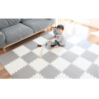 Set 20 miếng thảm xốp lót sàn màu xám và trắng 30x30x1cm