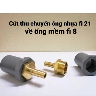 Cút thu ống nhựa 21 về ống mềm phi 8 dây biogas ( sử dụng đấu nối hầm biogas)