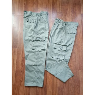 Quần lao động túi hộp màu ghi vải kaki