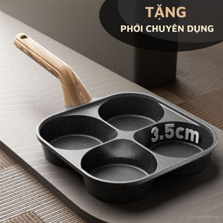 Chảo chiên rán trứng lớn làm bánh 4 ngăn chống dính khuôn chảo hình tròn dùng được bếp từ