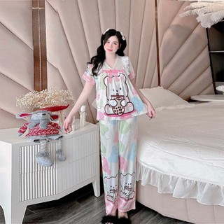 Đồ bộ tiểu thư mặc nhà pijama tiểu thư sang chảnh đồ bộ lụa tiểu thư vải Xước - cn03