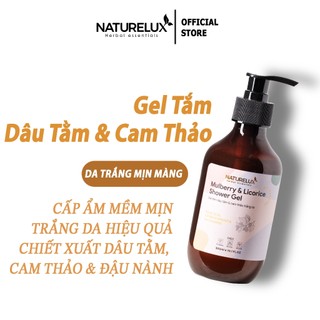 Gel tắm dâu tằm cam thảo NATURELUX giúp trắng da, dưỡng ẩm, chứa Niacinamide, Kojic acid 300ml