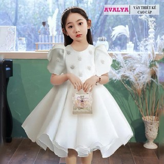 Đầm bé gái trắng xoè - Váy công chúa bé gái mã T15 , Cho Bé gái dự tiệc