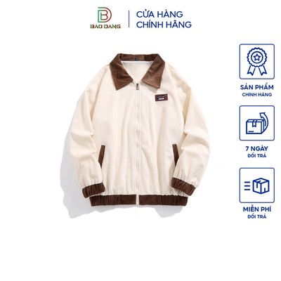 Áo khoác nhung gân 1 lớp kiểu cổ sơ mi kết hợp phối màu cá tính trẻ trung năng động Bảo Đăng.