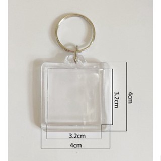 Combo 10 Móc Khóa Vuông Khung Ảnh Hai Mặt Bằng Acrylic Trong Suốt Sáng Tạo Đa Năng