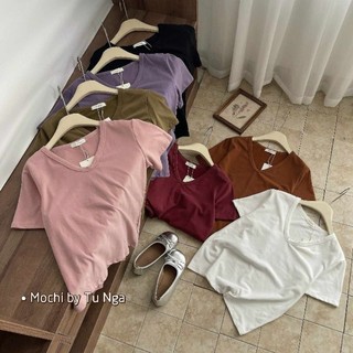 Áo thun cổ tim trơn hàng QC
