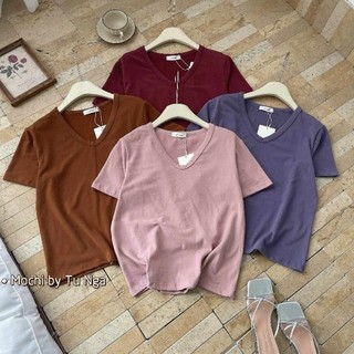 Áo thun cổ tim trơn hàng QC