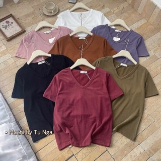 Áo thun cổ tim trơn hàng QC