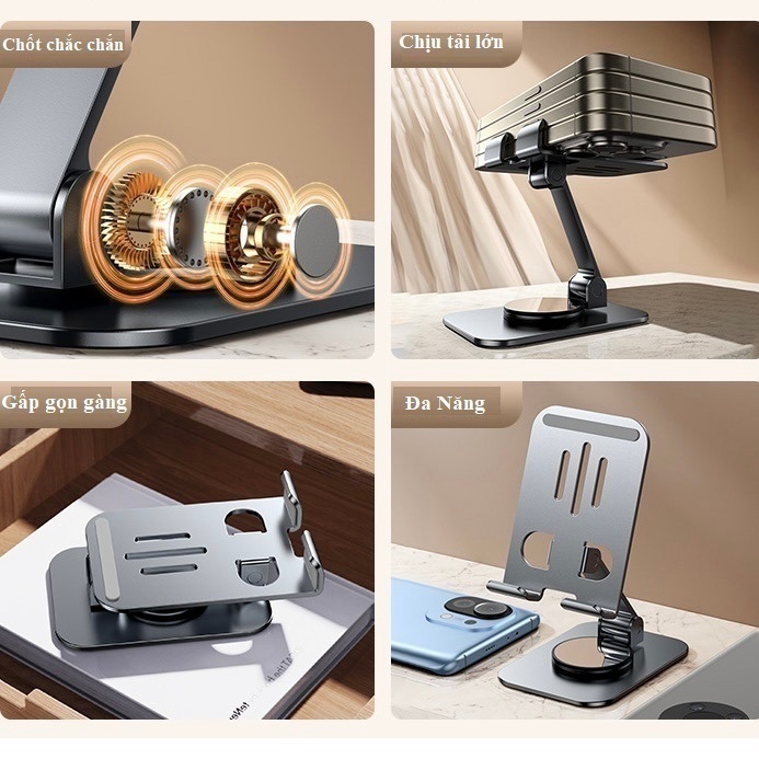 Giá đỡ Điện Thoại Ipad Máy Tính Bảng Xoay 360 Độ,Giá để bàn điện thoại Kim Loại Tản Nhiệt Gấp Gọn | BigBuy360 - bigbuy360.vn