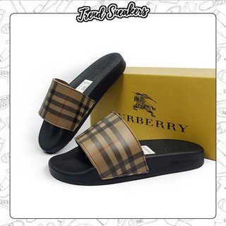 Dép nam bbr hot trend full box, dép quai ngang burberry đế cao su non 4cm siêu êm ái