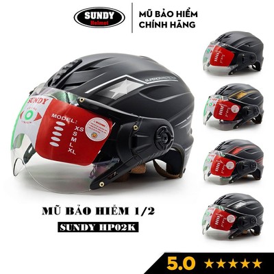 Mũ bảo hiểm nửa đầu có kính SUNDY Helmets HP02K thể thao, tem hình năng động, Freesize (vòng đầu 56-58cm)
