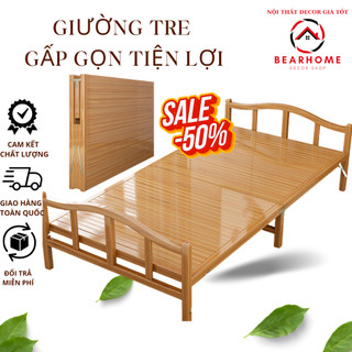 Giường tre gấp gọn thông minh, giường xếp gấp gọn chất liệu tự nhiên tiện lợi