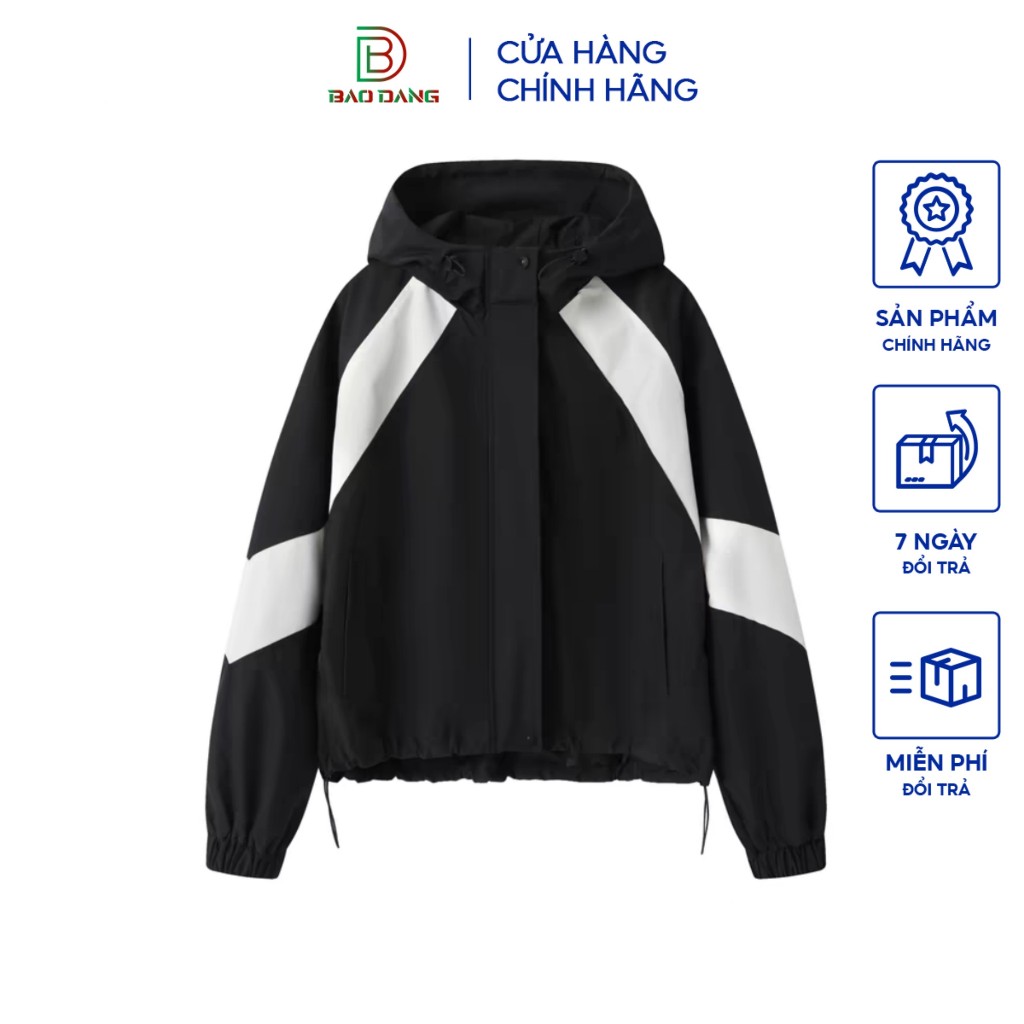 Áo khoác gió nam nữ có nón chất liệu dù ép thun 3 lớp dày dặn 4 màu cơ bản phối viền kết hợp tà cúc bấm Bảo Đăng