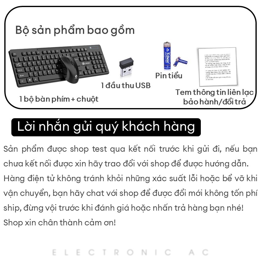 Bàn Phím Không Dây Kèm Chuột Máy Tính Combo USB Wireless 2.4Ghzz | BigBuy360 - bigbuy360.vn
