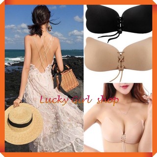 [CÓ CÚP C-LOẠI I] Áo Bra Dán Ngực Cánh Tiên Dây Rút Tạo Khe Nâng Ngực Thần Thánh - Cúp A, B, C-Lucky Girl shop NHA TRANG