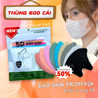 [Thùng 600 CHIẾC] Khẩu Trang 5D Bảo Anh Promask 3 Lớp Kháng Khuẩn, Khẩu Trang Chống Tia UV Cao Cấp