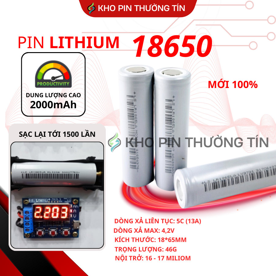 Cell Pin Lishen 18650 2000-2200mAh dòng xả cao 10C~20A (Chính Hãng Lishen) Hàng mới 100% Pin xả cao 