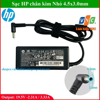 Sạc Laptop HP 19.5V 2.31A 45W / 3.33A 65W chân kim Nhỏ 4.5x3.0mm - đường kính đầu sạc 4.5mm