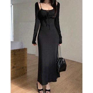 Đầm body yếm, đầm hai dây dáng dài dây rút ngực hở lưng đuôi cá tôn dáng - Colory Shop