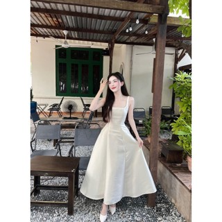 [quà cột tóc] đầm trắng dự tiệc tapta kiểu đầm xòe hai dây thanh lịch sang trọng D1HJ0