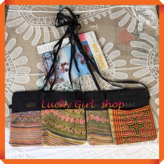 Túi Đeo Chéo Thổ Cẩm Sapa 3 Đồng Xu Size 22*18cm - Lucky Girl shop