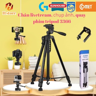 Gậy selfie chụp ảnh 3 chân tripod 3366 cao 1m5 có tay cầm, đầu kẹp, túi đeo- Chân Giá Đỡ Chắc Chắn