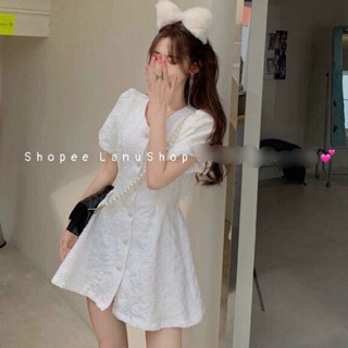 Váy xốp cổ V ly eo hở lưng phong cách Hàn quốc hai màu (kèm ảnh thật)
