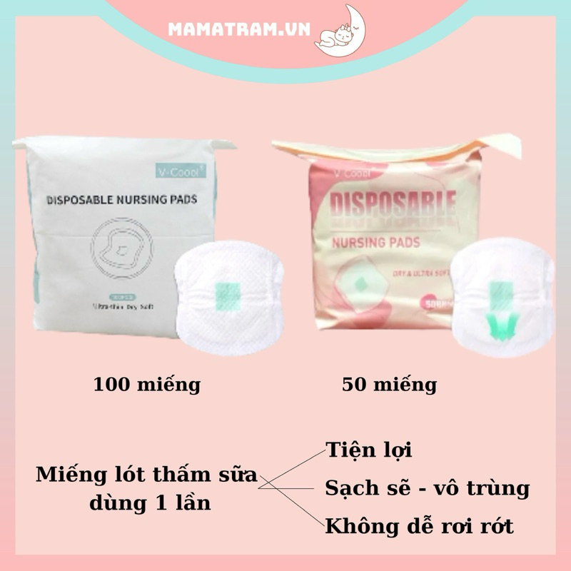 Miếng Lót Thấm Sữa VCOOL (Túi 100 Miếng và 60 Miếng)