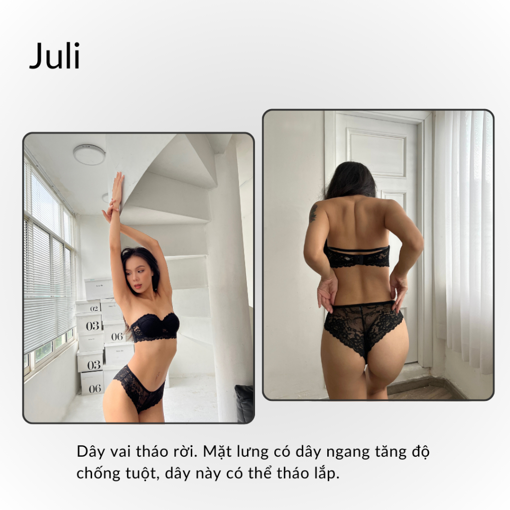 Bộ Đồ Lót Juli Áo Quây Chống Tuột Có Gọng, Mút Liền (Hình Thật - Che Tên Sản Phẩm) | BigBuy360 - bigbuy360.vn
