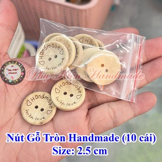 Nút gỗ tròn handmade (10 cái)