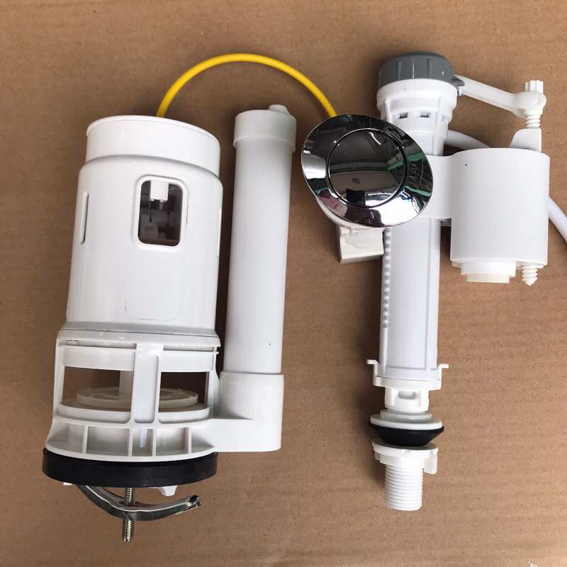 Bộ xả nước bồn cầu trứng, cụm van phao bồn cầu trứng, bộ xả nước cho bệt trứng 1 nút nhấn và 2 nút n