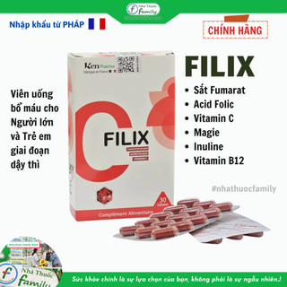 Viên uống bổ sung sắt FILIX | Bổ máu cho người lớn, PNCT, trẻ em tuổi dậy thì (hàng nhập khẩu PHÁP)
