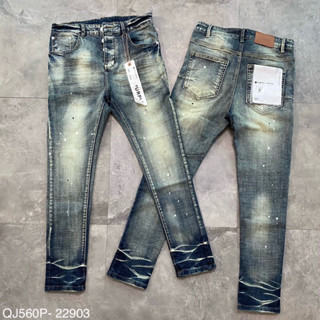  Quần jean bò nam skinny purple trơn wash xanh bụi vẩy sơn ống loang song phối treo mác vải cạp quần boy phố 