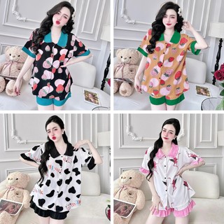 [Bigsize 50-100kg] Đồ Bộ Đùi Lụa Nhật Họa Tiết Trái Cây, Hạc, Bò Sữa Mặc Đi Du Lịch Biển Cho Nàng Múp Xinh Mặc Nhà