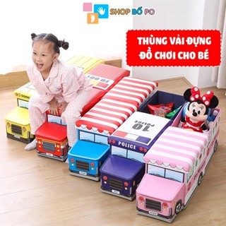 Thùng đựng đồ chơi cho bé hình ô tô, có thể gấp gọn khi không dùng, làm ghế ngồi cho bé